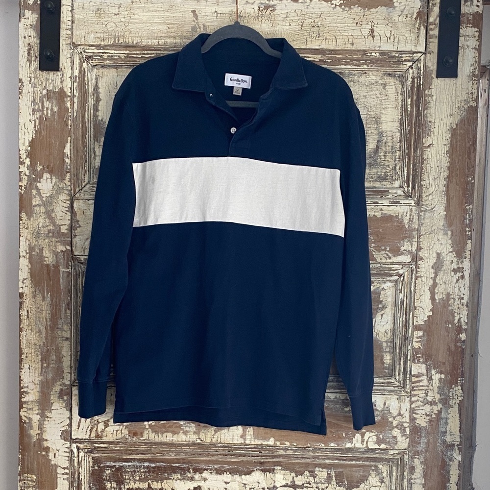Goodfellow & Co Dark Blue Polo with White Stripe